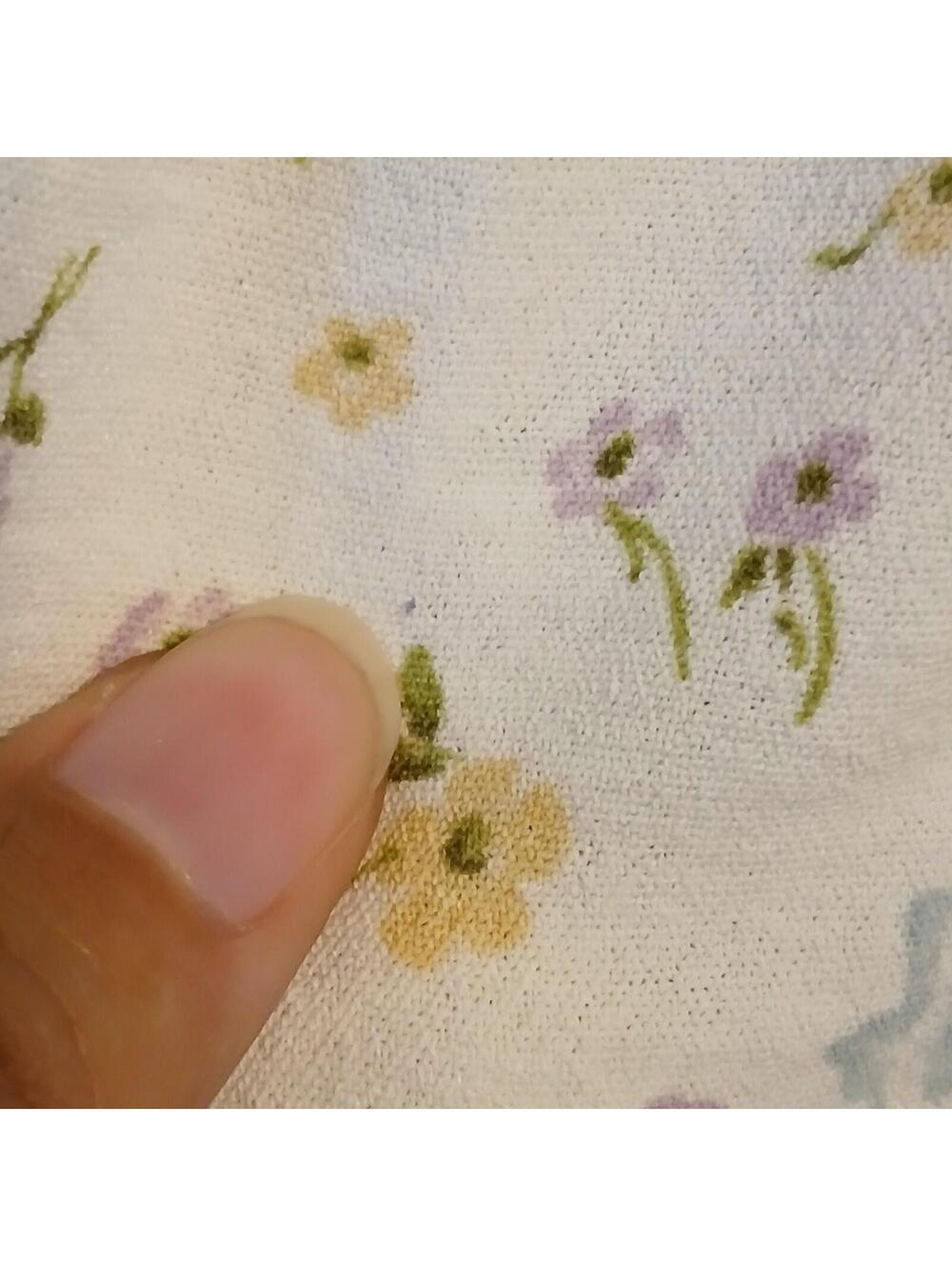 Monteau Floral Print Short Sleeve Dress Small Lace Edged V-Neck Midi Shift Pullo - Picture 5 of 9